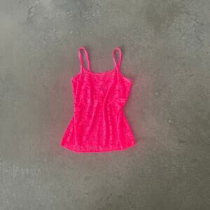 Hot Pink women’s Cami Lace Tank Strap barbie sexy sleep layer y2k M 6 cunty